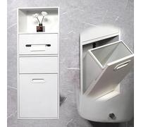 Vibeo Nicchia Doccia Incasso Porta Carta Igienica da Incasso con Cestino, Nicchia in Acciaio Inox da Incasso a Parete per Riporre Oggetti, Mobiletto da Bagno Impermeabile(White)