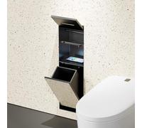 Vibeo Nicchia Doccia Incasso Porta Carta Igienica da Incasso con Contenitore, Mobiletto a Parete con Nicchia per Cestino, Porta Carta Igienica in Metallo per Bagno