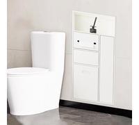 Vibeo Nicchia Doccia Incasso Porta Carta Igienica da Incasso in Acciaio Inox, Mensole a Filo Muro, Inserto Impermeabile per Nicchia a Muro per Ristrutturazione Bagno(White)