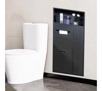 Vibeo Nicchia Doccia Incasso Porta Carta Igienica da Incasso in Acciaio Inox, Mensole a Filo Muro, Inserto Impermeabile per Nicchia a Muro per Ristrutturazione Bagno(Black)