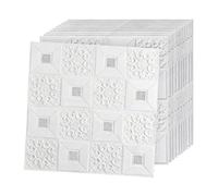 Vibeo Piastrelle Adesive 10 Pannelli in Schiuma per Controsoffitto, Adesivo Bianco per Piastrelle con Texture 3D, Carta da Parati Impermeabile da Incollare al Soffitto(Silver)