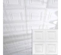 Vibeo Piastrelle Adesive Piastrelle Adesive 3D Stereoscopiche Bianche, Pannelli per Controsoffitto in Polistirolo con Colla Bianca, Paraschizzi Adesivo Grande e Leggero(Style B,100 PCS)