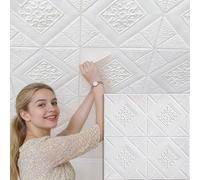 Vibeo Piastrelle Adesive Piastrelle Adesive 3D Stereoscopiche Bianche, Pannelli per Controsoffitto in Polistirolo con Colla Bianca, Paraschizzi Adesivo Grande e Leggero(Style A,70 PCS)