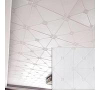 Vibeo Piastrelle Adesive Piastrelle Adesive 3D Stereoscopiche Bianche, Pannelli per Controsoffitto in Polistirolo con Colla Bianca, Paraschizzi Adesivo Grande e Leggero(Style C,60 PCS)