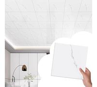 Vibeo Piastrelle Adesive Piastrelle Autoadesive in Tinta Unita per Soffitti Antiestetici, Carta da Parati Adesiva e Staccabile, Adesivo per Paraschizzi da Parete 30 x 30 cm(White B,100 PCS)
