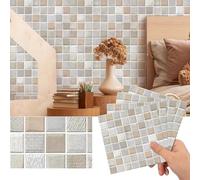 Vibeo Piastrelle Adesive Piastrelle Decorative a Mosaico Staccabili e Attaccabili, Paraschizzi Autoadesive Spesse 5 mm, Pannello Adesivo 3D Impermeabile per Soffitto/Parete(Style D,50 PCS)