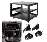 Vibeo Rack di Rete a Telaio Aperto Rack di Rete Scorrevole a Telaio Aperto con Rotelle, Server Rack per Rete da 48 cm, Rack per Rete Domestica in Acciaio Laminato a Freddo(6U)