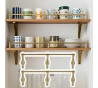 Vibeo Ringhiera per Mensola 2 Binari per Mensole in Ottone con 3 Perni, Asta per Ringhiera Sospesa Lunga 20-97 cm, Ringhiera Decorativa per Vetrine e Oggetti da Collezione(Style A,22in/56cm)