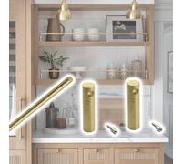 Vibeo Ringhiera per Mensola Binari Decorativi in Ottone per Mensole, Barra di Protezione per Mobile con 2 Montanti, Barra Anticaduta Dorata da 20-95 cm per Cucina, Galleria(Style A,40cm/15.7in)