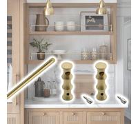 Vibeo Ringhiera per Mensola Binari Decorativi in Ottone per Mensole, Barra di Protezione per Mobile con 2 Montanti, Barra Anticaduta Dorata da 20-95 cm per Cucina, Galleria(Style C,40cm/15.7in)