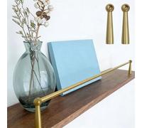 Vibeo Ringhiera per Mensola Binari Decorativi Ottone per Ripiani in Legno, Ringhiera Anticaduta per Ripiani (20-90 cm), Recinzione di Protezione Frontale per Mobili/Librerie(Style A,40cm/15.7in)