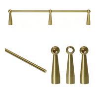 Vibeo Ringhiera per Mensola Binario Lungo in Ottone per Mensole Decorative, Set di Binari in Ottone Massiccio con 3 Montanti, Barra Ribaltabile per Mensole e Armadi in Legno(Style B,16in/41cm)