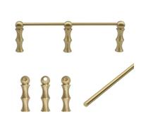 Vibeo Ringhiera per Mensola Ringhiera Decorativa in Ottone per Mensole, Barra per Mensole in Ottone Massiccio Dorato, Barre di Ribaltamento per Armadi, Librerie, Mobili(Style C,10in/25cm)