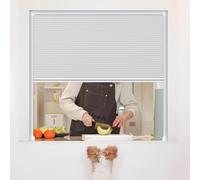 Vibeo Serrandina per Mobili Porta a Serrandina Pieghevole Passante per Cucina, Ante Avvolgibili in Tessuto Bianco, Anta a Soffietto per Mobiletto a Scomparsa Ampia Salvaspazio(95x45cm(37.4x17.7in))