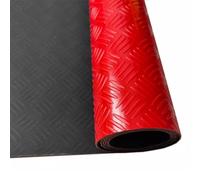 Vibeo Tappeto Gomma Antiscivolo Rotolo di Tappeto in Gomma per Esterni, Pavimentazione in Gomma per Parcheggi, Palestre e Cucine, Tappeto Antiscivolo a Bolli in Rilievo(Red,0.6x3.3 m (2x10.8 ft))