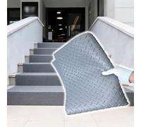 Vibeo Tappeto Gomma Antiscivolo Tappetino da Esterno Spesso 2,5 mm, Tappeto di Sicurezza Antiscivolo a Rombi per Scale, Pavimentazione a Corsia in Gomma Termoresistente(Gray,1.2x5.7 m (3.9x18.7 ft))