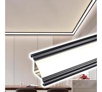 Vibeo Veletta LED Soffitto Cornice LED per Nascondere Le Luci, Diffusore a Canale per Illuminazione Indiretta a Soffitto/Parete, Cornice LED con Binario e Copertura(Black,25m(82ft))