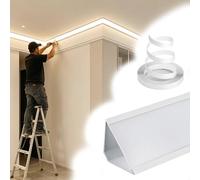Vibeo Veletta LED Soffitto Cornice Luminosa a Corona con Copertura Diffusore, Cornice LED Decorativa per Soffitto e Parete, Profilo in Alluminio per Illuminazione Indiretta(White,18.5m(60.7ft))