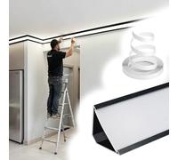 Vibeo Veletta LED Soffitto Cornice Luminosa a Corona con Copertura Diffusore, Cornice LED Decorativa per Soffitto e Parete, Profilo in Alluminio per Illuminazione Indiretta(Black,24.5m(80.4ft))