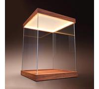 Vibeo Vetrinetta Espositiva Grande Vetrina in Acrilico con Luce LED, Scatola Portaoggetti in Acrilico Trasparente, Scatola Portaoggetti Antipolvere per Figure/Bambole(30x20x25cm/12x8x10in)