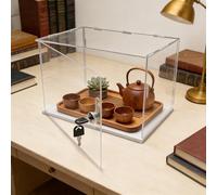 Vibeo Vetrinetta Espositiva Vetrina Trasparente con Chiave e Serratura, Scatola Portaoggetti in Acrilico da 10, 20, 30, 35, 40, 45 cm, Espositore per Oggetti da Collezione(15x15x15cm(6"x6"x6"))