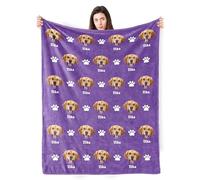 VIBEOWAVE Coperta per collage con volti personalizzati, per adulti e bambini, regalo per cane, gatto, mamma, papà, fidanzato, fidanzata (coperta per animali domestici)