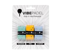 VIBEPADEL - Grip 'n' Rip Padel Overgrip - Overgrip Antiscivolo per Racchette da Paddle, Pickleball, Squash, Badminton - Confezione da 3 - Colori Multipli (Confezione Mista Retro - Accessorio Ideale
