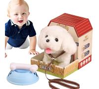 Vibhgtf Cane elettrico - Animale domestico di peluche elettronico interattivo | Pet elettronico per bambini, cane elettronico interattivo che cammina, abbaia e muove la coda con corda per bambini
