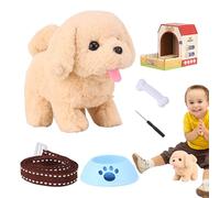 Vibhgtf Cane elettrico - Animale domestico di peluche elettronico interattivo | Pet elettronico per bambini, cane elettronico interattivo che cammina, abbaia e muove la coda con corda per bambini
