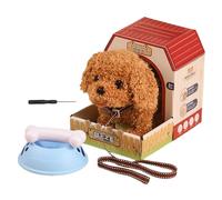 Vibhgtf Cane elettrico - Animale domestico di peluche elettronico interattivo | Pet elettronico per bambini, cane elettronico interattivo che cammina, abbaia e muove la coda con corda per bambini