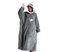Vibhgtf Coperta Indossabile Pullover in Pile Caldo con Tasca | Coperta Invernale Indossabile A Cappuccio Per Campeggio, Passeggiate Col Cane, Riunioni Di Famiglia, Guardare La TV E