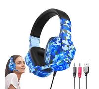 Vibhgtf Cuffie stereo con jack da 3,5 mm e microfono, cuffie cablate in memory foam, da gioco per computer portatile con luce per ragazzi, ragazze, adolescenti e adulti