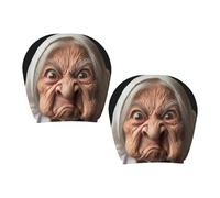 Vibhgtf Funny Headrest Covers For Cars | 2 Pieces Granny Face Print Cover With Elastic Universal Fit Car Automotive SUV Sedan Truck Driving Road Trip Daily Commute