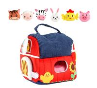 Vibhgtf Giocattoli di peluche per bambini - Set di animali morbidi e portatili, gioco di sviluppo interattivo | Fattoria di peluche con specchio & sonaglio per ragazze, bambini, famiglia, attività