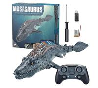 Vibhgtf Giocattolo acquatico Mosasaurus: Dinosauro Nuotatore RC, Design Telecomando, Funzione di spruzzatura della luce, Struttura impermeabile, Set da bagno, in piscina | Giocattolo animali acquatici