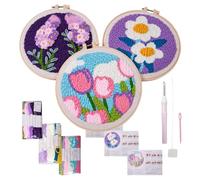 Vibhgtf Kit ago magico per principianti - Set di 3 ricamo montagna con Tufting | Strumenti di arte tessile, forniture creative, kit decorativo con anelli per dilettanti