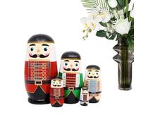 Vibhgtf Muñecas Rusas Cascanueces | Juego De 5 Figuras De Madera Talladas | Para Decoración Navideña Hogar, Centro De Mesa, Dormitorio, Sala, Estante, Chimenea, Entrada