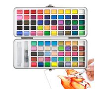 Vibhgtf Set da viaggio: tavolozza dei colori compatta, scatola di metallo resistente, pigmenti solubili in acqua, strumento di pittura, set completo di materiali artistici,