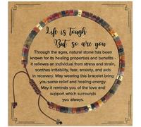 VIBILIA Braccialetti con perline da donna, regali ispiratori per donne, braccialetto curativo in pietra naturale, regalo per donne, mamma, figlia, moglie, amica, sorella, collega, One Size, Pietra