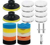 VIBINHO 23 Pezzi Kit Lucidatura Auto, 80mm Tamponi Lucidatura Auto con Adattatore per Trapano, Materiali Premium per Lucidatura e Ceratura Auto