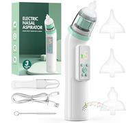 VIBINHO Aspiratore Nasale Elettrico per Neonati e Bambini, 5 Livelli Aspirazione Regolabile con Display, USB-C, 3 Beccucci Silicone, Musica e Luci Rilassanti, Silenzioso, Facile da Pulire, Portatile