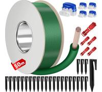 VIBINHO Kit di Accessori per Robot Tagliaerba, 50m Cavo Perimetrale Robot Tagliaerba con 25 Picchetti, 5 Connettori Cavi, 5 Morsetti di Collegamento, Compatibile con Husqvarna, Gardena, Bosch, Worx