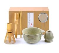 VIBINHO Matcha Kit, Matcha Set da 6 Pezzi con Frusta per Matcha, Ciotola per Matcha, Filtro per Matcha, 2 Cucchiaio e Supporto in Ceramica, Set Matcha Ideale per la Preparazione del Tè Matcha (A)