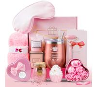 VIBINHO Regali Originali per Donna, Regalo di Compleanno per Amiche, Mamma e Sorella con Candela Profumata e Prodotti per La Cura del Corpo, Confezione Regalo da 11 Pezzi per Donna