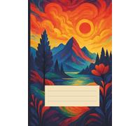 Vibrant Abstract Mountain Landscape Notebook: Aesthetic Nature Journal with 5x5mm Grid Graph Paper for Students and Artists