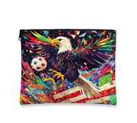 Vibrant Eagle - Trousse da viaggio per cosmetici, da donna, portatile, con cerniera, borsa sportiva per la cura della pelle per tutte le stagioni, Multicolore, 7x9 Inch, Aquila