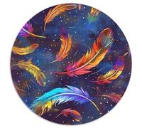 Vibrant Feather 1000 Pieces Circle Jigsaw Puzzles for 5+ Year Olds Natural Scenery Puzzle Unique Color Challenge 1000pcs (67.5x67.5cm)