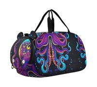 Vibrant Fire Dragon Digital Art Boys Carry on Duffel Pernottamento Weekender Duffel Ragazze Duffle Bags per Viaggi Bambini Duffle Bag, Polpo Notte Stellata Colorato, classico