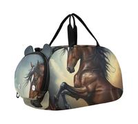 Vibrant Fire Dragon Digital Art Boys Carry on Duffel Pernottamento Weekender Duffel Ragazze Duffle Bags per Viaggi Bambini Duffle Bag, Maestoso cavallo marrone Dinamico, classico