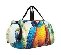 Vibrant Fire Dragon Digital Art Boys Carry on Duffel Pernottamento Weekender Duffel Ragazze Duffle Bags per Viaggi Bambini Duffle Bag, Blu Giallo Ara Tropicale, classico